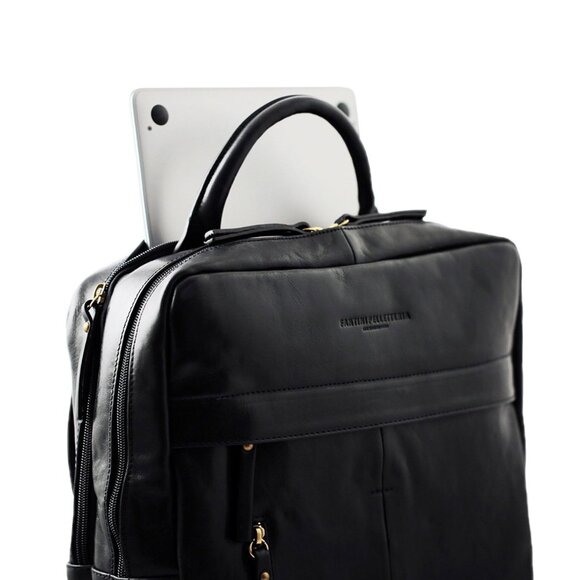 Italian Leather Backpack | Handmade Full-Grain Black Leather Bag | Travel & Work main image 4